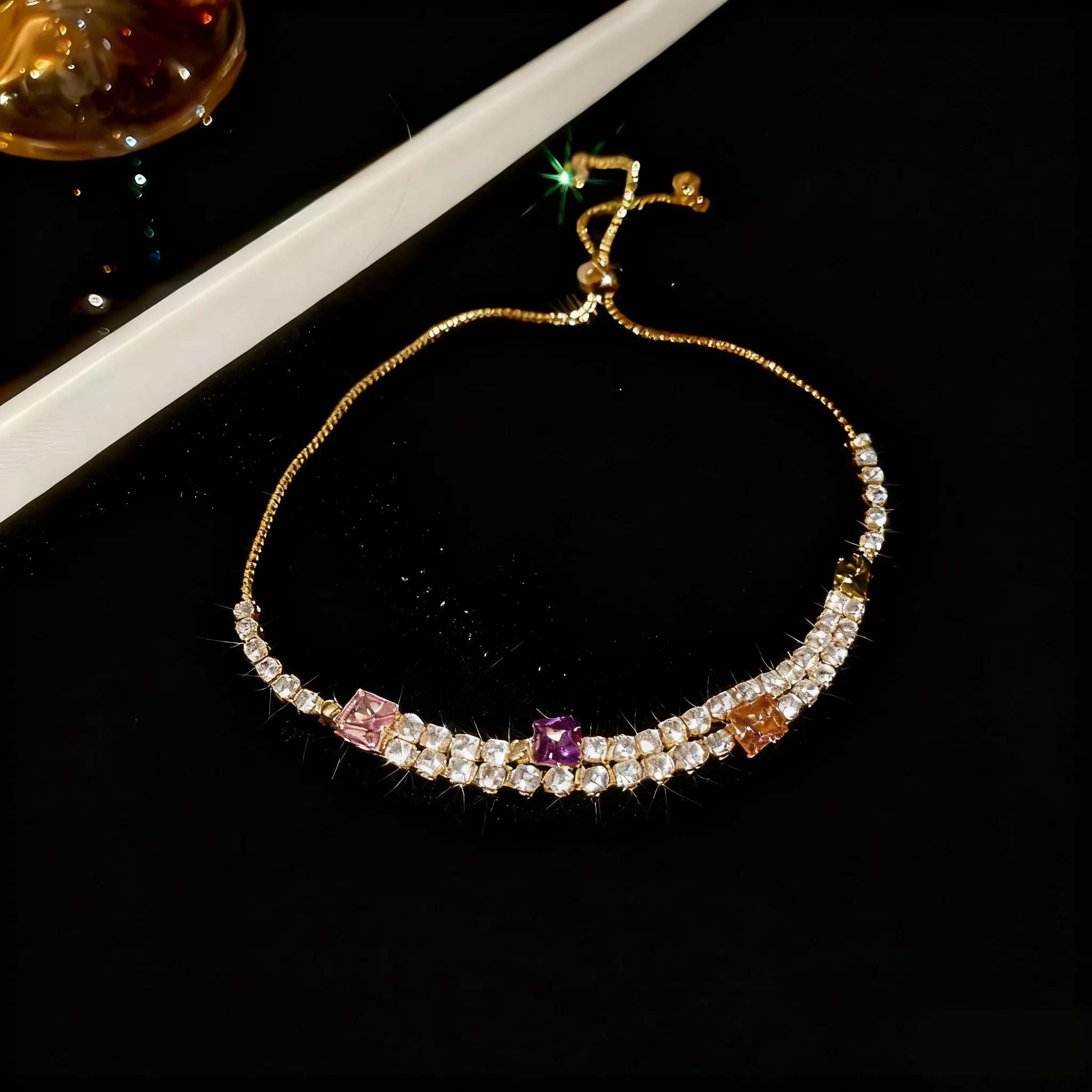 Women's Custom Tennis Adjustable Bracelet Fashion Chain & Link Bracelets Gold Plated Copper Zircon Diamond Wedding Jewelry view 2