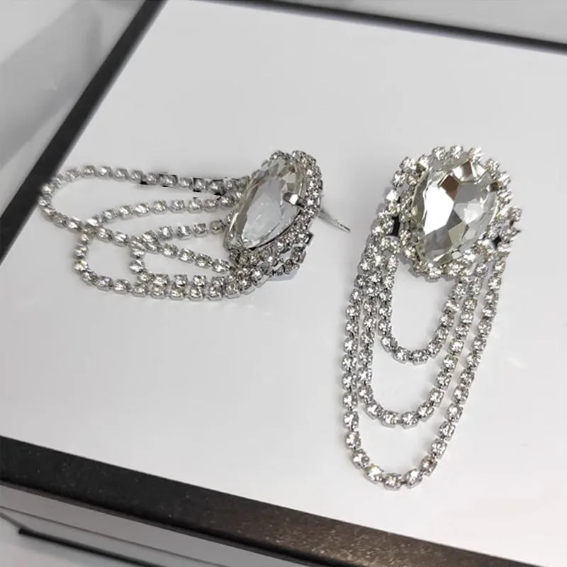 Diamond studded Water Droplet Tassel Exaggerated High-end Fashion Wholesale Stud Earrings for Women view 2