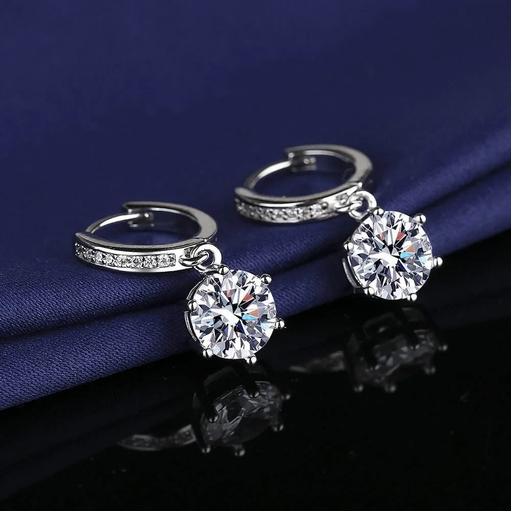 Wholesale Earrings Fashion Jewelry Hoop Diamond Zircon Earrings for Women Anniversary Dangle Earrings view 3