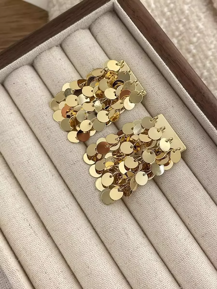 Fashion Elegant Silver Needle Versatile Shiny Jewelry Needle Round Multi-Layer Sequin Earrings for Women Party Accessories view 2