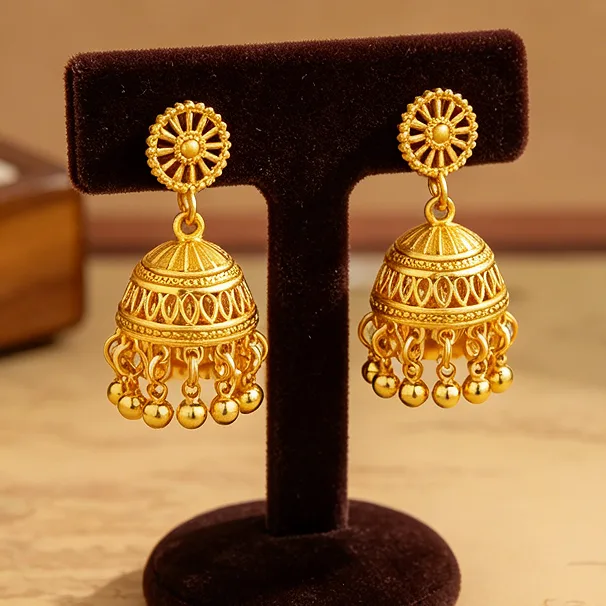 Kashmiri Jhumka Earrings Vintage Ethnic Tassel Hoop Earrings Women Pearl Bell Design Luxury Daily Wear Drop Ear Ornaments view 3