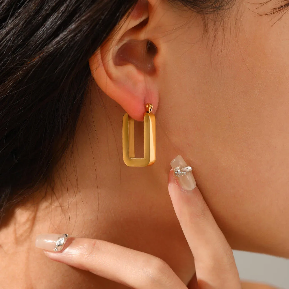 MUXCOR Minimalist Luxury Geometric 14K Gold-plated Stainless Steel Jewelry Earrings for Women Statement Earrings view 2
