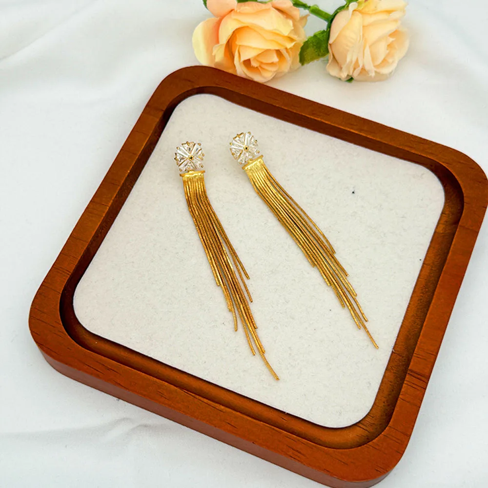 Wholesale Earrings for Women Long Tassel Drop Dangle Gold Diamond Rhinestone Flower Wedding Bridal Party Fashion Jewelry Gift view 2