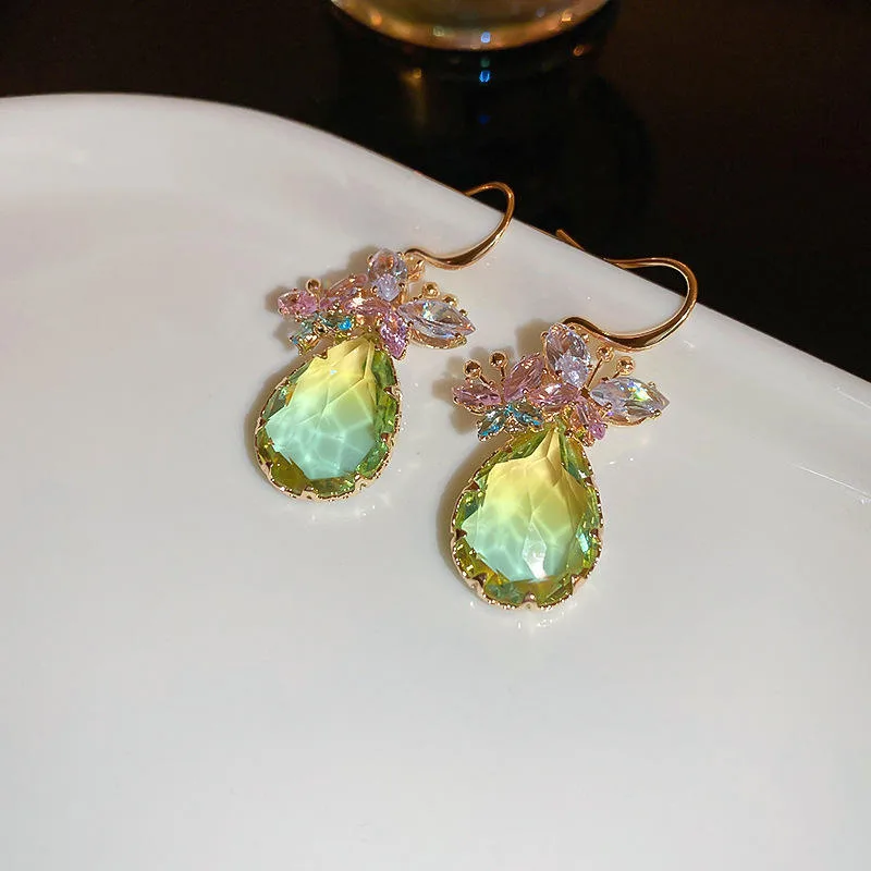 Wholesale Earrings Colorful Zirconium Dangle Trendy Water Drop Pendant Earrings Women Party Wedding Earring Fashion Jewelry view 3