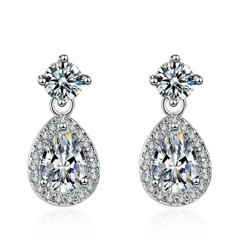 Wholesale Earrings Fashion Jewelry Colorful Cubic Zirconia Earrings Dangle Water Dropping Earrings Pendant Earrings for Women view 3