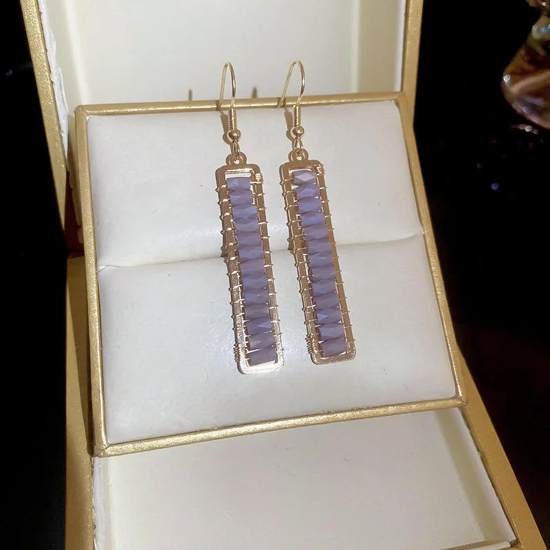 Wholesale Purple Earrings Bead Chandelier Earrings Luxury Pendant Women Anniversary Wedding Earring Fashion Jewelry