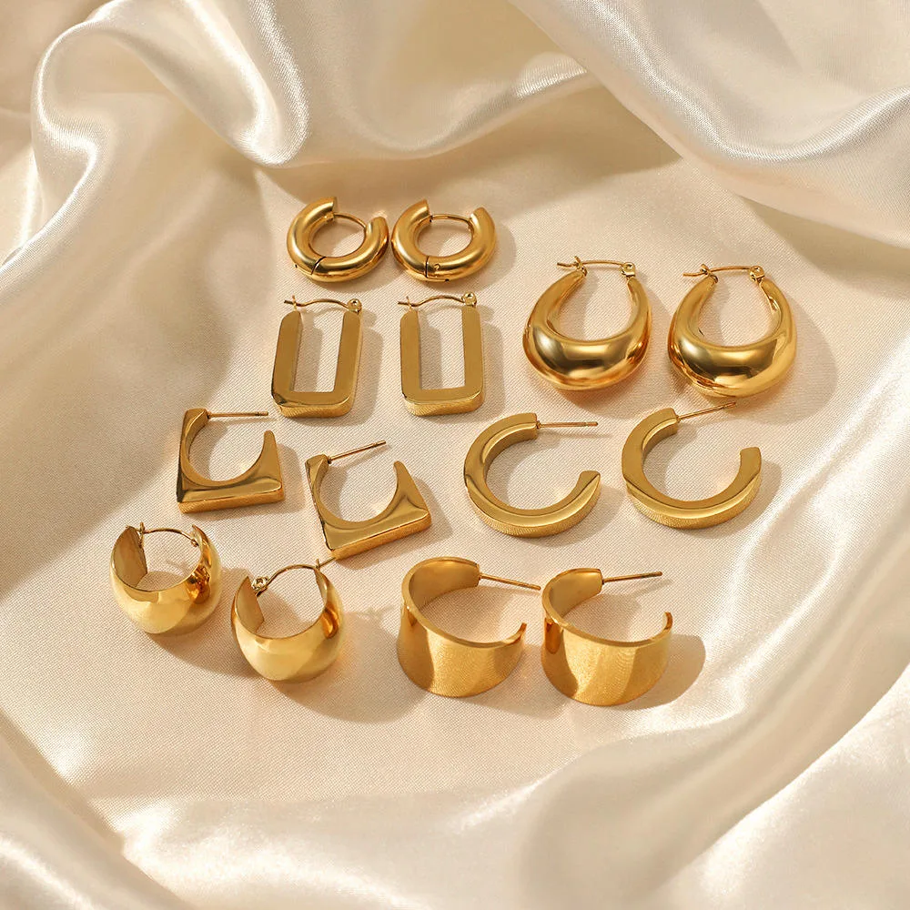 MUXCOR Minimalist Luxury Geometric 14K Gold-plated Stainless Steel Jewelry Earrings for Women Statement Earrings