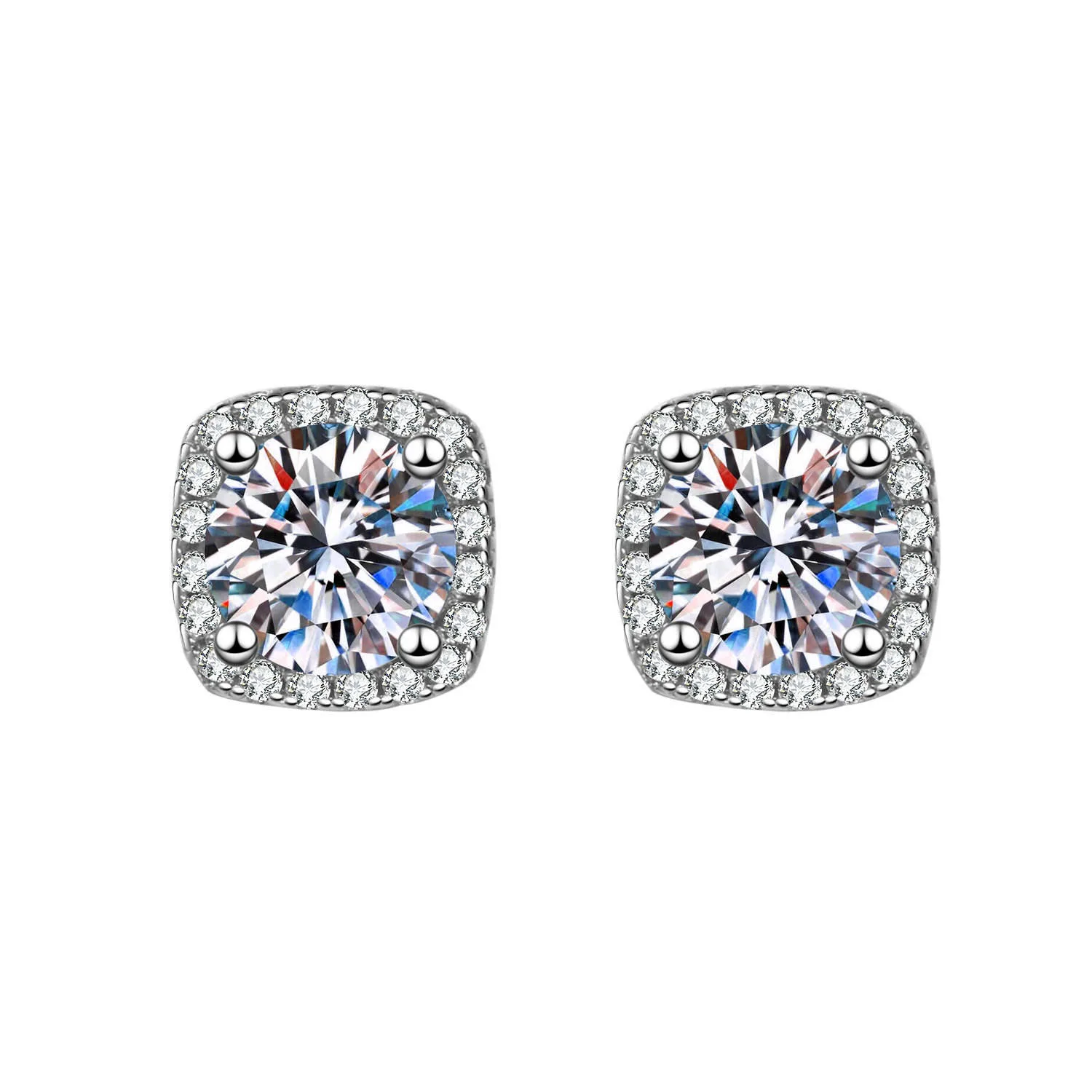Wholesale Earrings Fashion Jewelry Brass Colored Sugar Cube Diamond Stud Earrings Women Earrings For Wedding Party