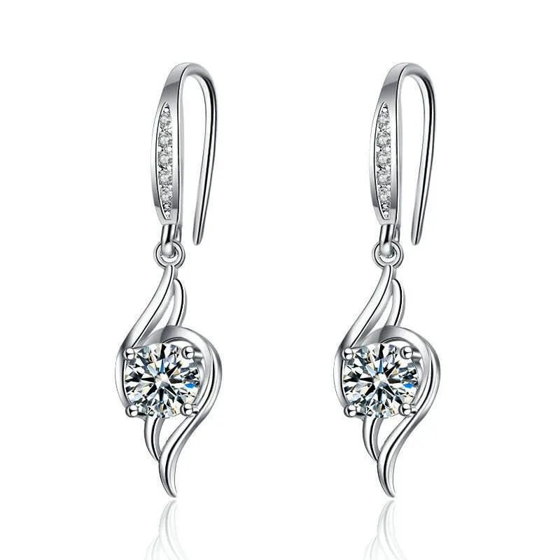 Wholesale Earrings Silver Plated Dangle Trendy Drop Pendant Exquisite Earrings Women Personalized Party Daily Wearing Earrings