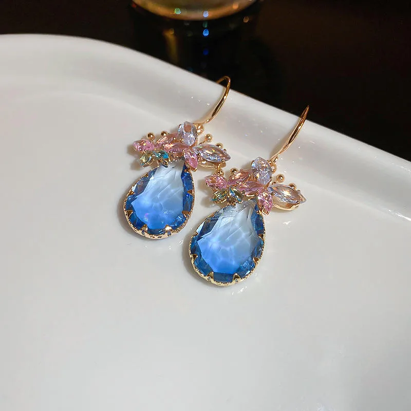 Wholesale Earrings Colorful Zirconium Dangle Trendy Water Drop Pendant Earrings Women Party Wedding Earring Fashion Jewelry view 2