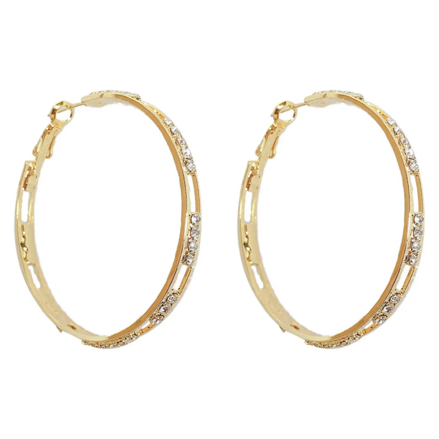 MUXCOR Gold Plated Alloy Jewelry Rhinestones Encrusted Hoop Wholesale Fashion Earrings Joias De Luxo view 3