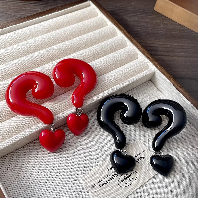 MUXCOR Wholesale Fancy Fashion Jewellery for Ladies Exaggerated Resin Question Mark Heart Anti-allergy Needles Earrings