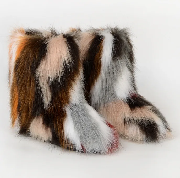 Women Tall Boots Winter Warm Thick Non‑Slip Shibuya Style Furry Mid‑Calf Fashion Snow Boots view 2