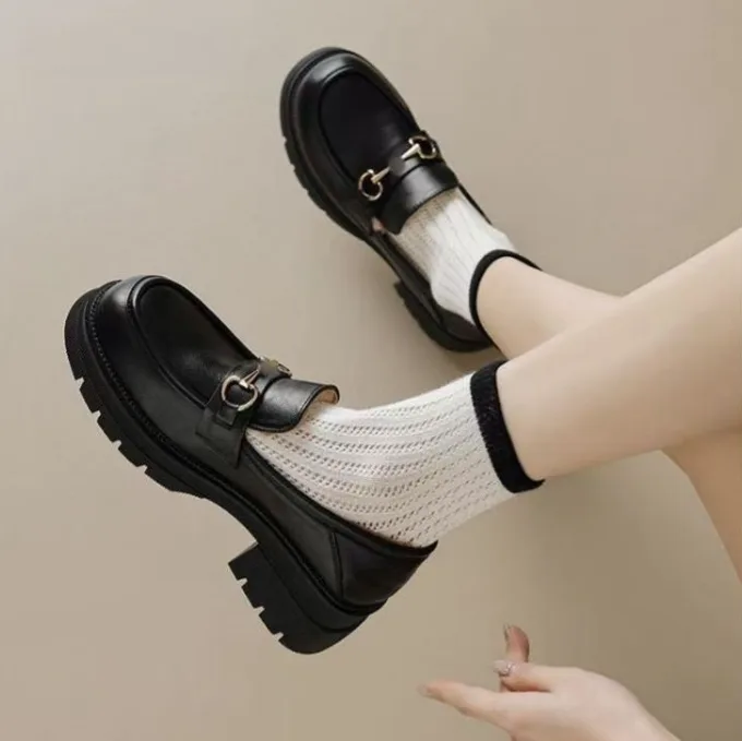 Women British Style Platform Loafers Autumn Dopamine Leather Shoes For Dresses view 2