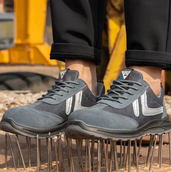 New Arrival Lightweight Suede Mesh Spliced Safety Shoes Insulated Anti Smash Anti Puncture Work Shoes