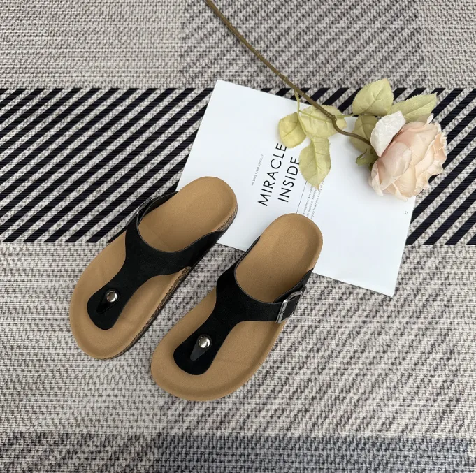 Women Thong Flip Flops Plus Size Soft Wood Slippers In Stock Wholesale view 3