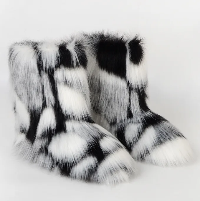 Women Tall Boots Winter Warm Thick Non‑Slip Shibuya Style Furry Mid‑Calf Fashion Snow Boots