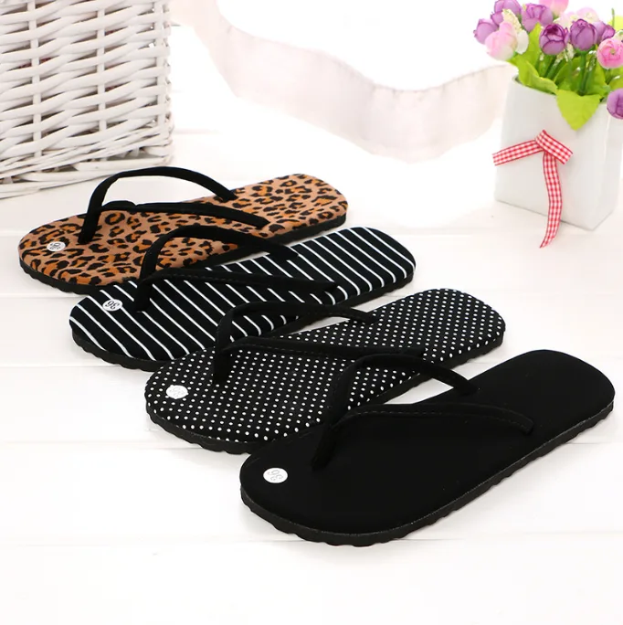 Women Leopard Print Flat Thong Sandals Non Slip Flip Flops Casual Slippers