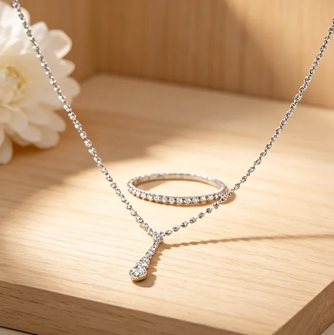 French Minimalist Linear full Rhinestone Y Drop Necklaces Dangle Earrings Thin tennis bracelet Women Bridal Evening Jewelry Sets view 3