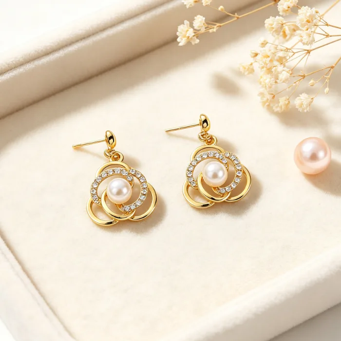 2026 Gold Plated Imitation Pearl Jewelry Sets Bamboo Chain Necklace Earrings Bridal Wedding Evening Party Accessories for Women view 2