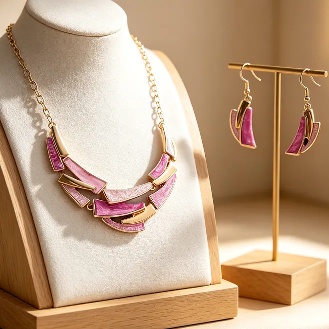 Bohemian Oil Painting Gradient Purple Irregular Geometric Bib Choker Necklaces Drop Earrings Ethnic Colorful Women Statement Jewelry