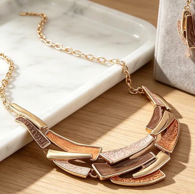 Bohemian Oil Painting Irregular Geometric Bib Choker Necklaces Drop Earrings Ethnic Statement fancy jewelry for ladies Women view 2