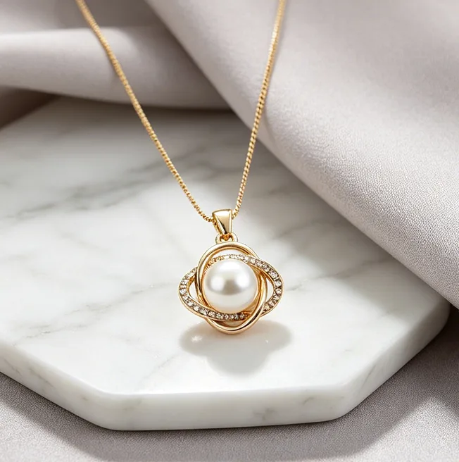 Twisted Floral Rhinestone Wreath White Imitation Pearl Pendant Thin Box Chain Necklaces Stud Earrings Women Elegant Wedding Jewelry Sets view 3