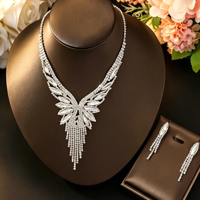 Joias De Luxo Custom Wedding Jewelry Sets Luxury Pendant Necklaces Earrings Fancy Jewelery for Ladies Women Bijoux Tendance 2026
