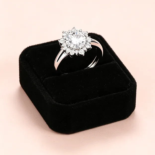 Full Shiny Rhinestone Sunflower Pendant Necklaces diamond Stud Earrings Rings Luxury Wedding Party Jewelry Sets for Women gift view 2