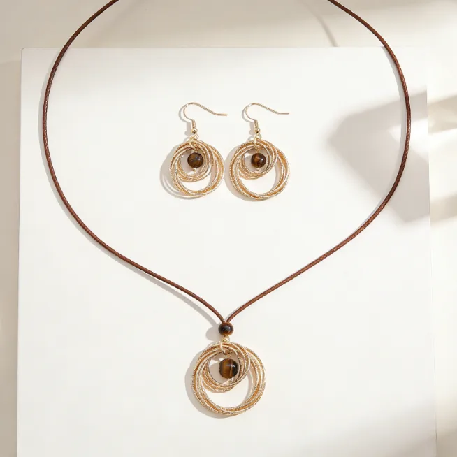 Women Bohemian Multi Layer Geometric Intertwined Round Drop Earrings Retro Unique Hook Ear Decor Circle Vintage Chic Statement Jewelry