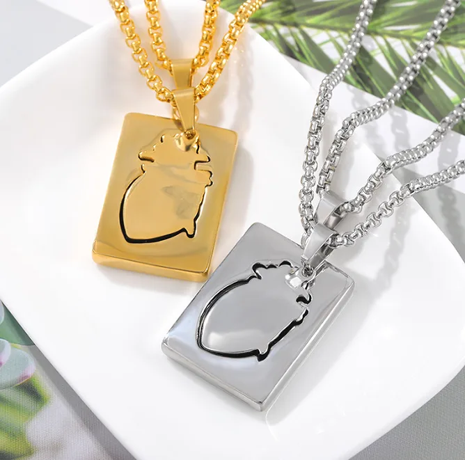 Rock Punk Anatomical Heart Pendant Couple Necklaces Square Tag Heart Shape Chain Trendy Gothic for Lovers men women Jewelry