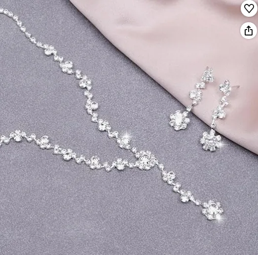 Tiny Floral Round Wreath Rhinestone Waterdrop Y Pendant Necklaces Drop Dangle Earrings Jewelry Sets for Women Daily party Wear view 3