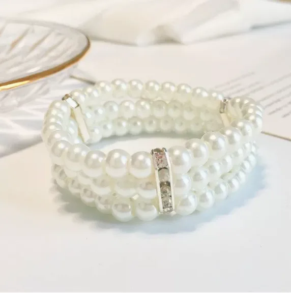 Imitation Pearl elegant jewelry sets earrings double bracelet necklaces for women Bridal gift joias de luxo view 2