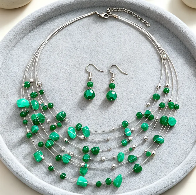 Bohemian Multi-Layer Irregular Red Chip Beaded Tassel Necklaces Dangle Earrings Women vintage Vacation Fashion Jewelry Sets