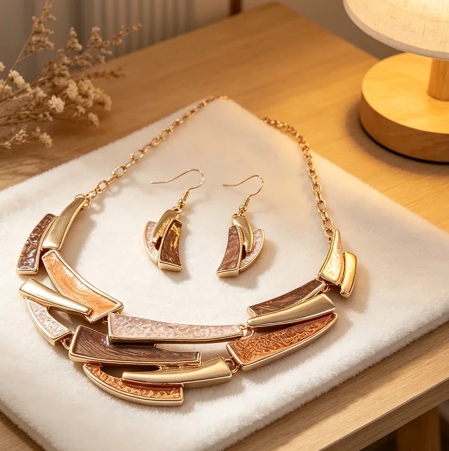 Bohemian Oil Painting Irregular Geometric Bib Choker Necklaces Drop Earrings Ethnic Statement fancy jewelry for ladies Women view 3