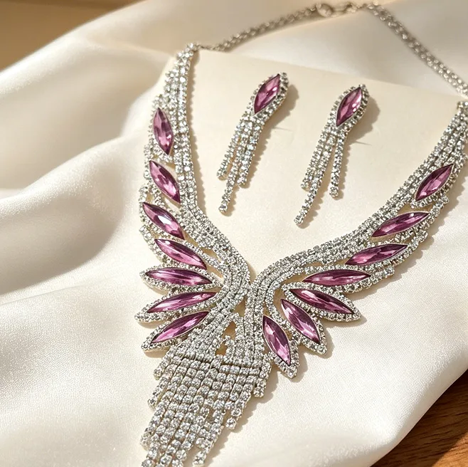 Joias De Luxo Custom Wedding Jewelry Sets Luxury Pendant Necklaces Earrings Fancy Jewelery for Ladies Women Bijoux Tendance 2026 view 3