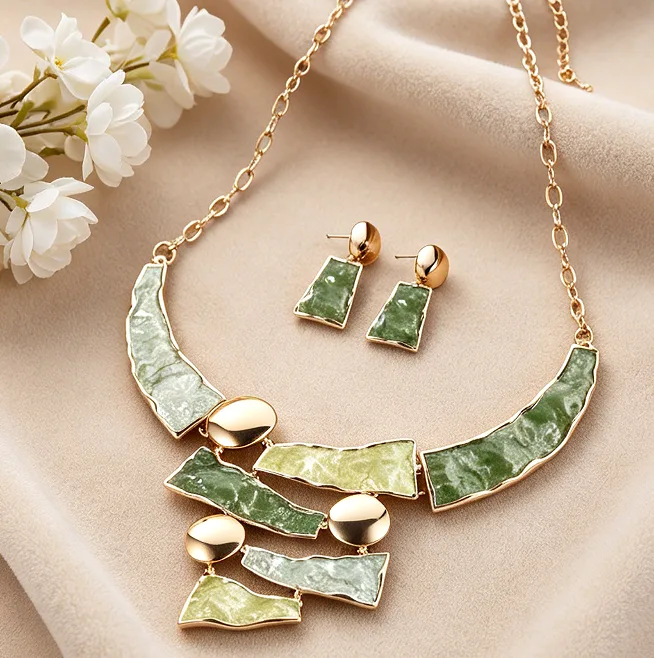 Bohemian Oil Painting Pink Purple Irregular Geometric Patchwork Pendant Necklaces Square Textured Stud Earrings Ethnic Block Women Statement Jewelry