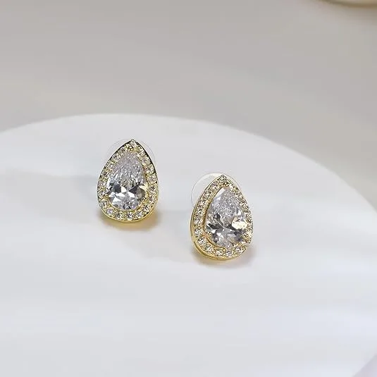 luxury waterdrop Rhinestone pendant Necklaces Drop Earrings Irregular Bracelets for bridal fashion Women Wedding Jewelry Sets view 2