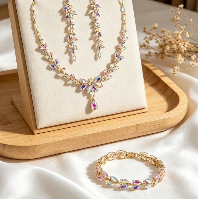 Luxury Rhinestone butterfly Teardrop Y Drop Necklaces Long Dangle Earrings Leaf Bracelets Women Bridal Wedding party Jewelry Sets