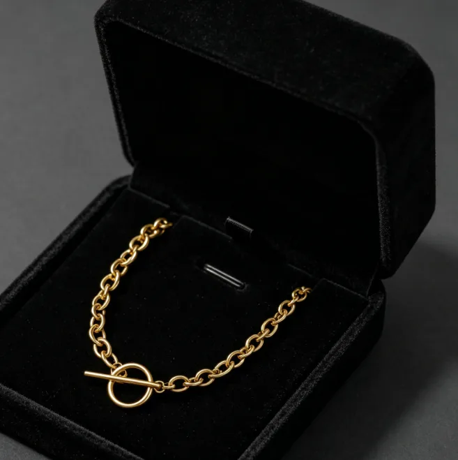 OT Toggle Clasp Chunky Cable Chain Necklace Stainless Steel Thick Rolo Necklaces for Women Vintage Statement Bold Jewelry view 3