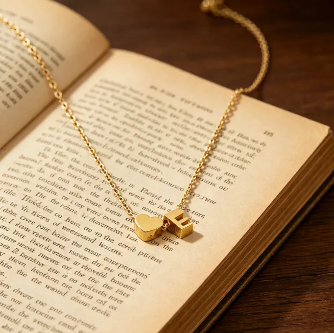 Tiny Heart A-Z Initial Letter Pendant Necklace 18K Gold Plated Stainless Steel Dainty Personalized Charms BFF Couples Jewelry view 2