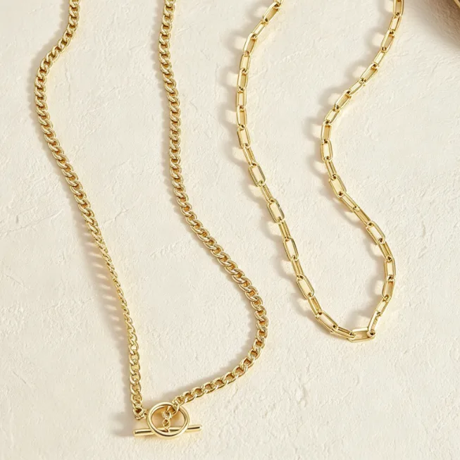 Paperclip Curb Chain Toggle Necklace Set Stainless Steel OT Necklaces for Women Layered Chunky Statement Streetwear Trendy Jewelry view 2