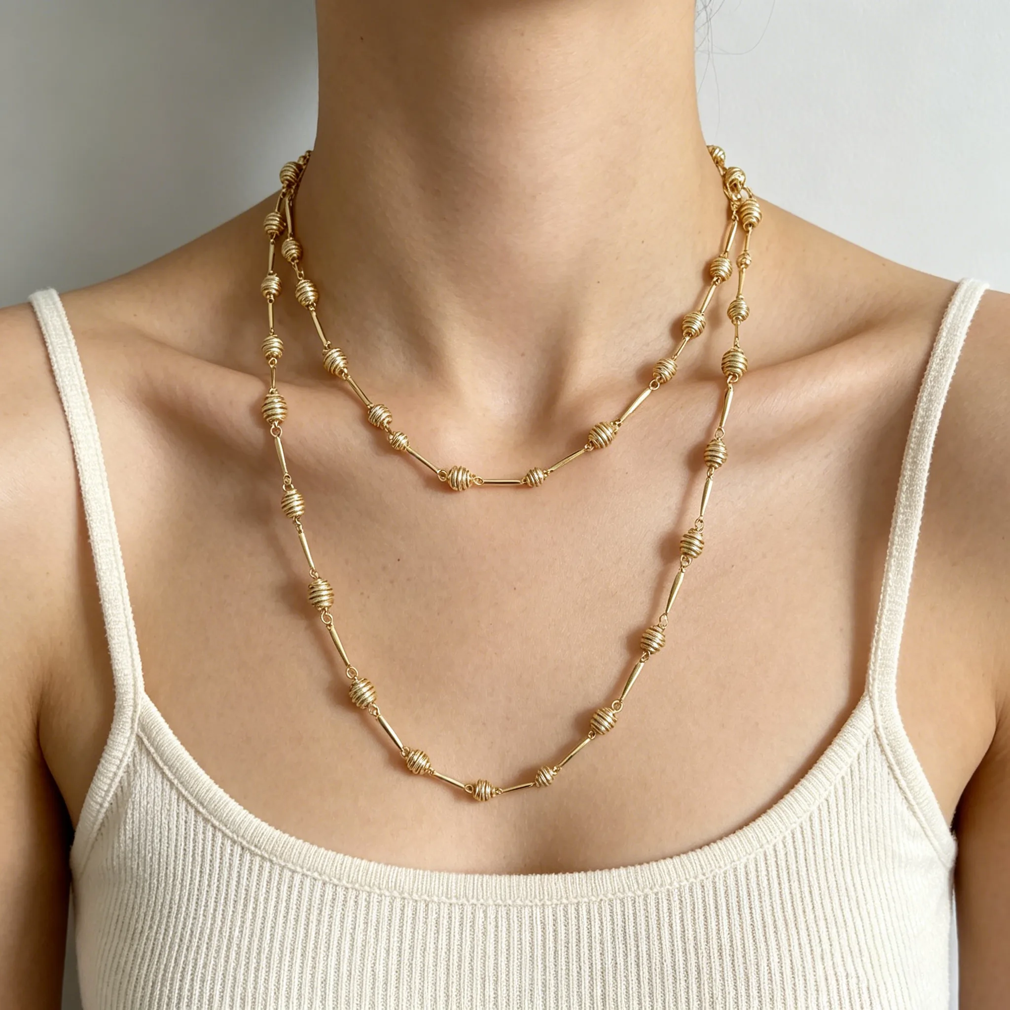 Gold Plated Twisted Wrapped Pearl Bar Link Toggle OT Clasp Dainty Luxury Layering Versatile Necklaces Jewelry for Women Wedding Gift view 3