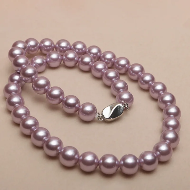 Smooth Round Shell Pearl Beaded Chain Multi Color Plain Design Elegant Dainty Versatile Daily Fashion Necklaces Jewelry for Women Wedding