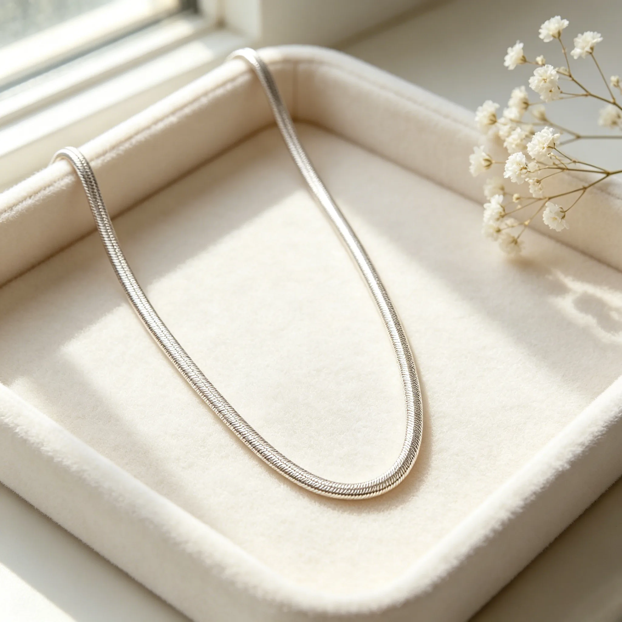 Waterproof Anti Fade Hypoallergenic Titanium Steel Flat Snake Chain Necklaces Minimalist Gold Tone Smooth Dainty Stackable Women Men Jewelry view 2