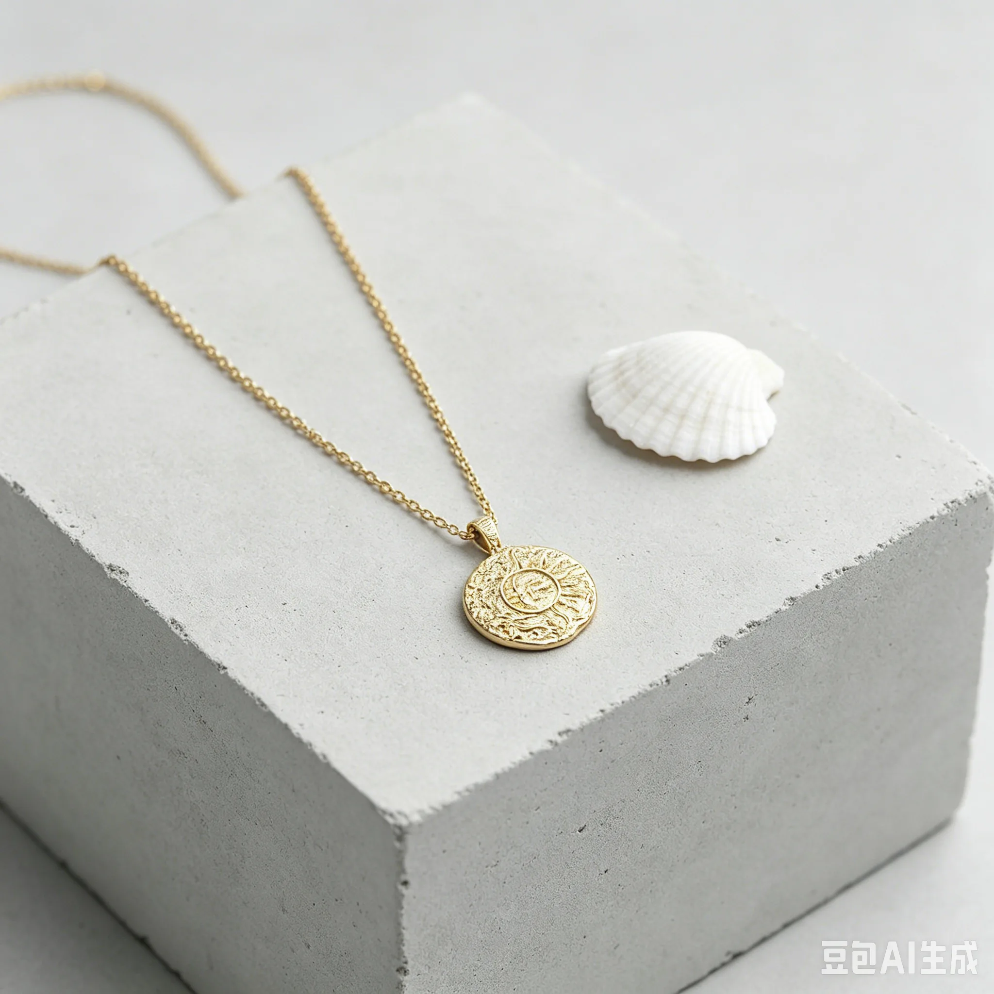 Vintage Textured Round Coin Pendant Necklaces Sun Moon Embossed Designer Dainty Gold Tone Clavicle Chain Women Boho Daily Jewelry view 2