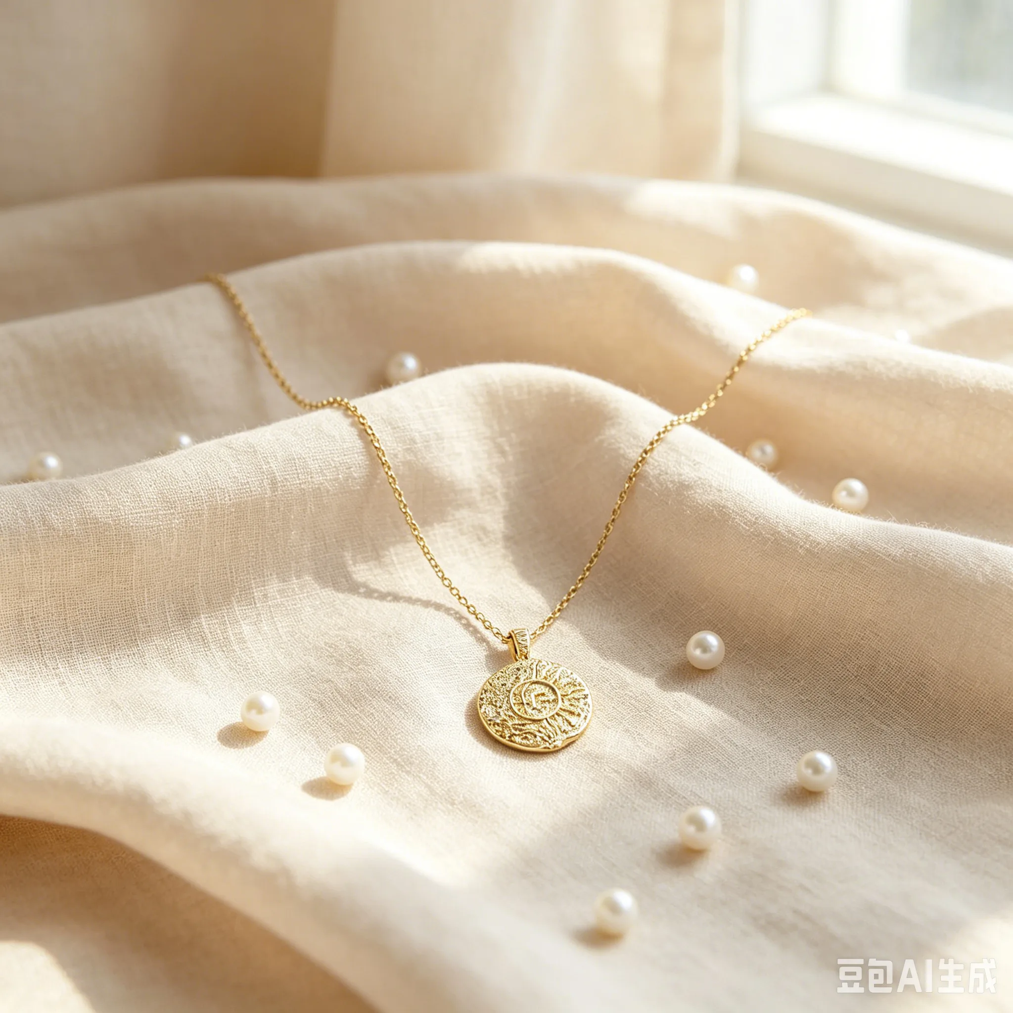 Vintage Textured Round Coin Pendant Necklaces Sun Moon Embossed Designer Dainty Gold Tone Clavicle Chain Women Boho Daily Jewelry view 3