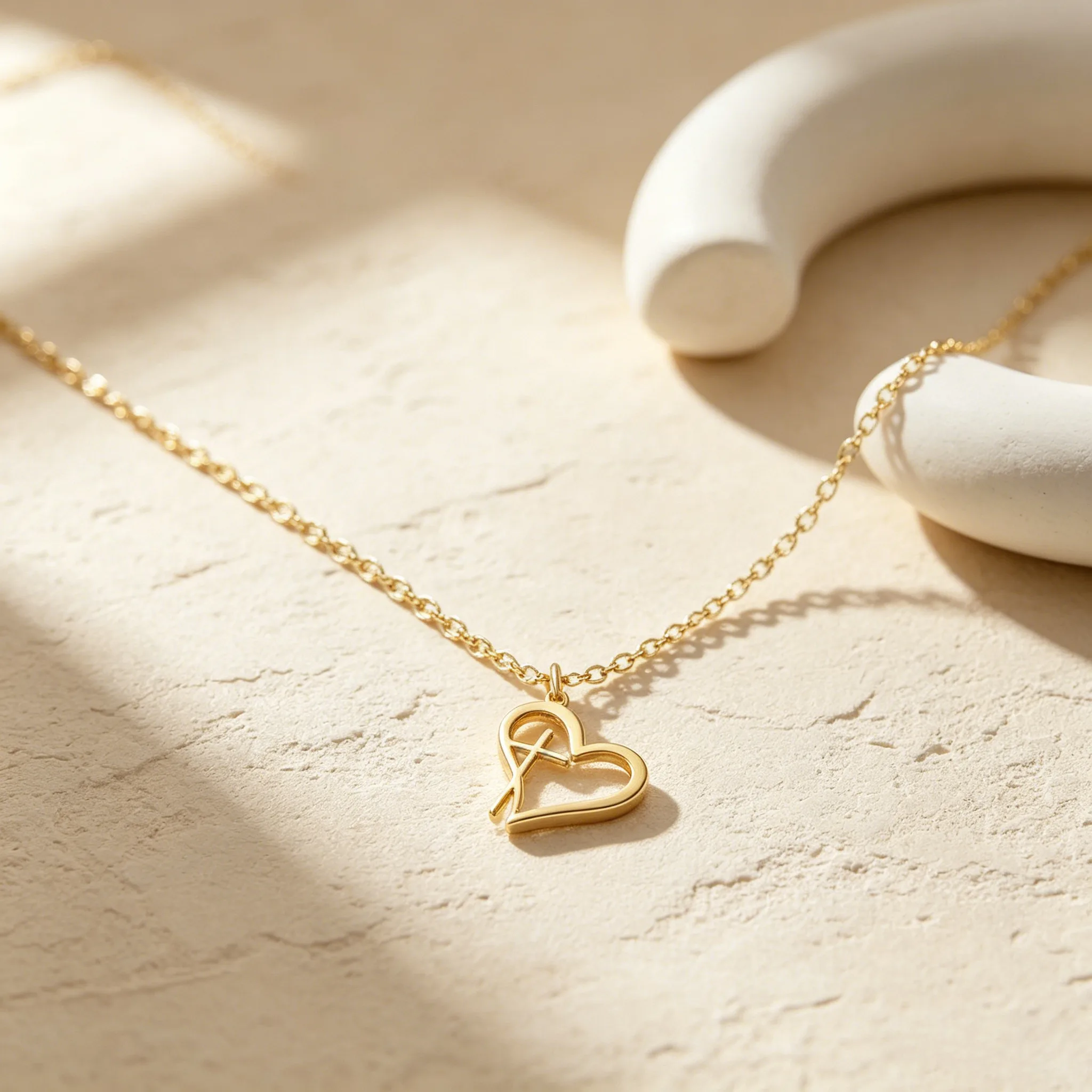 Hypoallergenic Waterproof Anti-Fade Stainless Steel Hollow Heart Cross Pendant Necklaces Gold Silver color Dainty Stackable Jewelry for Women view 3