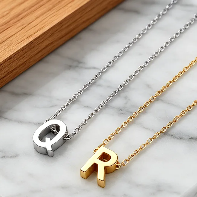 Initial A-Z Pendant Necklace 18K Gold Plated Stainless Steel Tiny Dainty Necklaces for Women Personalized Letter Jewelry view 2