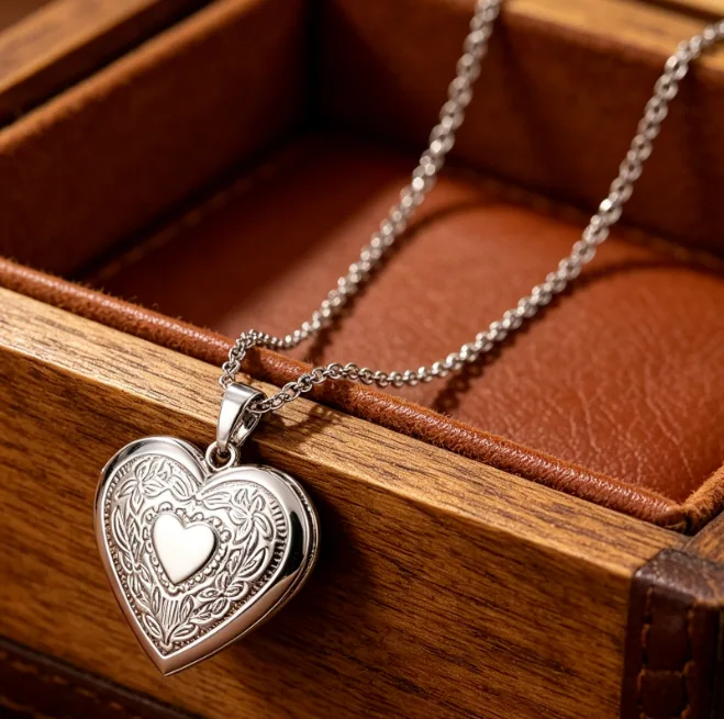 Heart Locket Pendant Necklace Stainless Steel Photo Picture Necklaces for Women Vintage Memorial Anniversary Love Gift Jewelry view 2